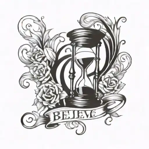 Believe Written And Hourglass