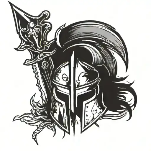 Spartan Helmet With Sword Piercing