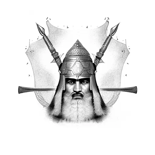 Depiction Of Ancient Persian Warrior In Battle