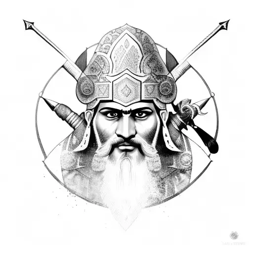 Depiction Of Ancient Persian Warrior In Battle