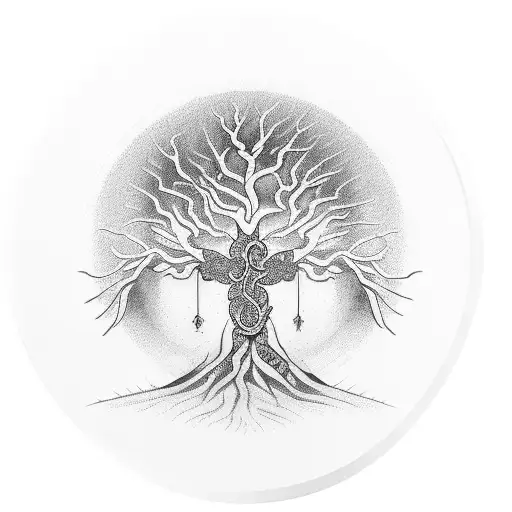 Tree Of Life With Half Buddha Face And Word Maktub