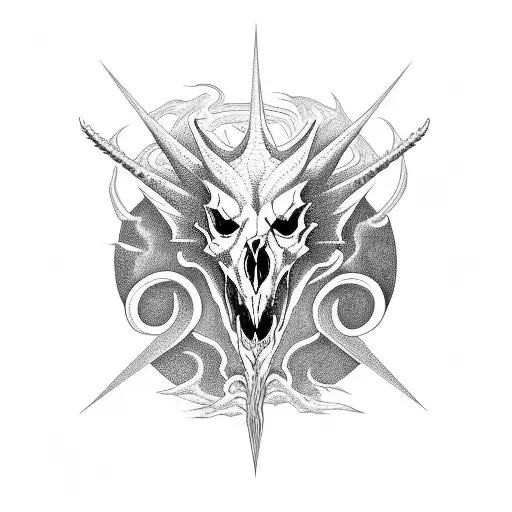 Dragon Skull Between Dark Waves
