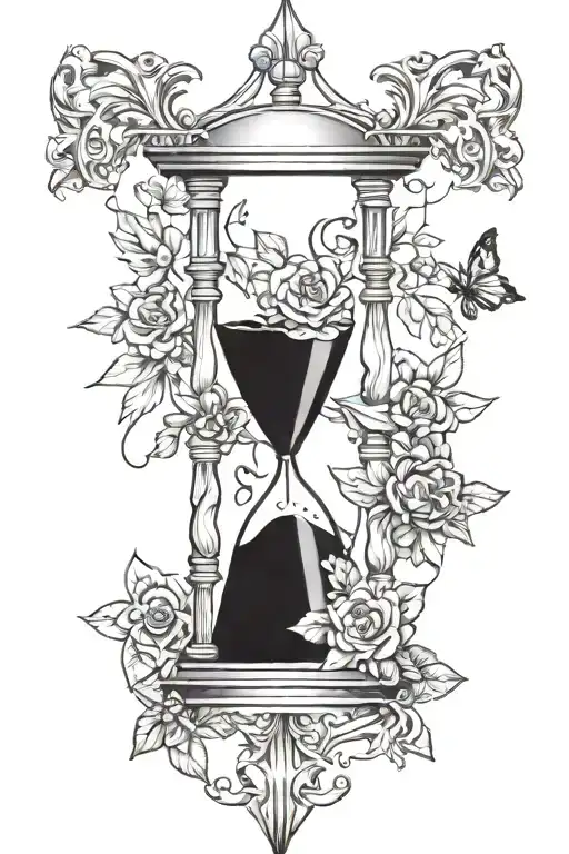 Christian Realism Style Tattoo With Crosses And An Hourglass