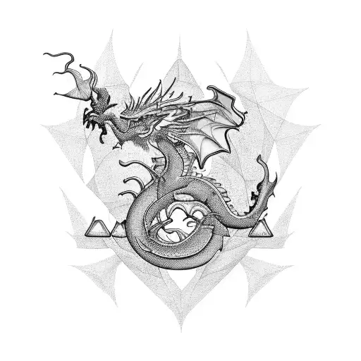 A Blackwork Tattoo Of A Dragon With 3D Printed Circuitry And Electronic Components