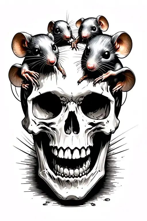 Rats Coming Out Of A Human Skull
