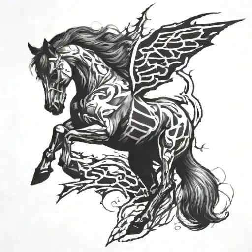 Half Human Body Horse Lightning Striking