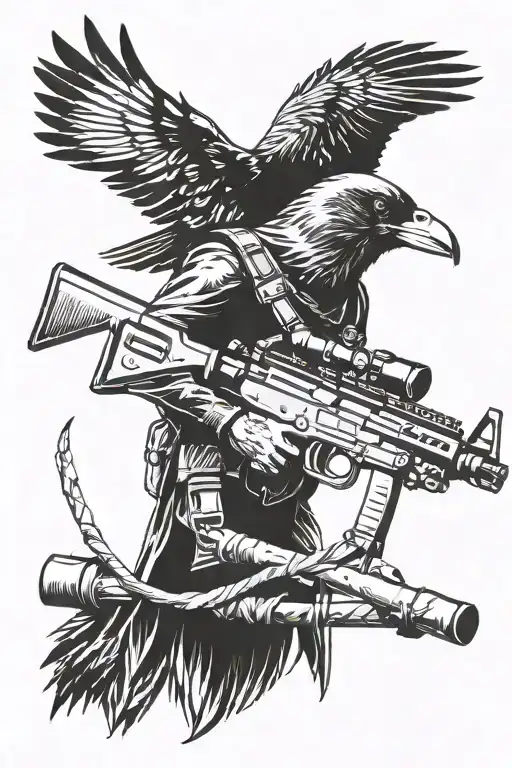 Army Sniper With Crow