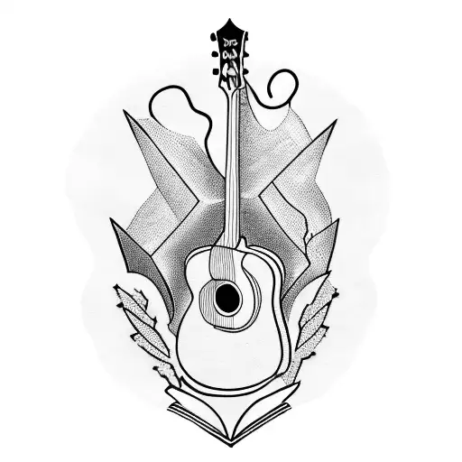 Guitar Whith A Book Whit Flying Pages