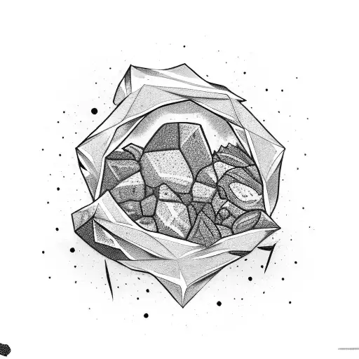 Rocks In The Sea And One Cuben Rock With A Star Drown On It