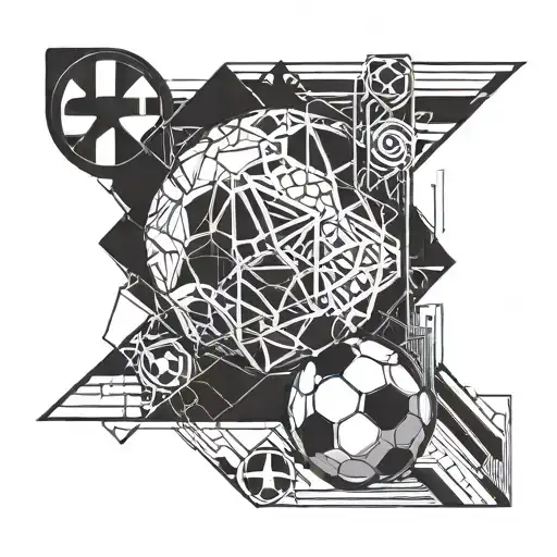 A Geometric Football Design Incorporating Elements Of Electricity Symbols