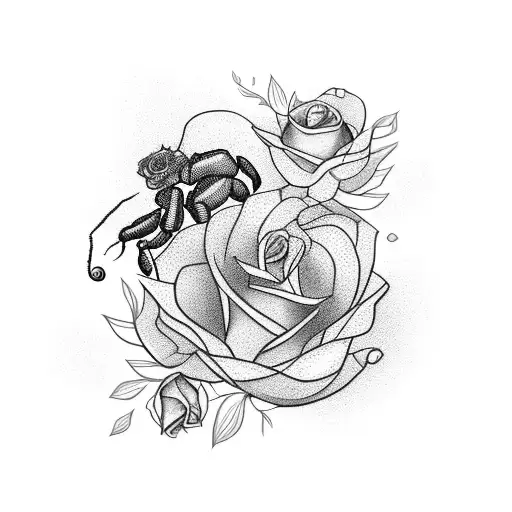 The Name Maryam Surrounded By Roses With A Scorpion