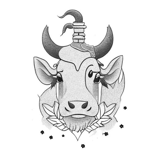 A Whimsical Disney-inspired Tattoo Featuring A Cow And A Dog In A Ghibli-inspired Style