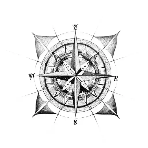 A Compass Rose With Intricate Travel Symbols