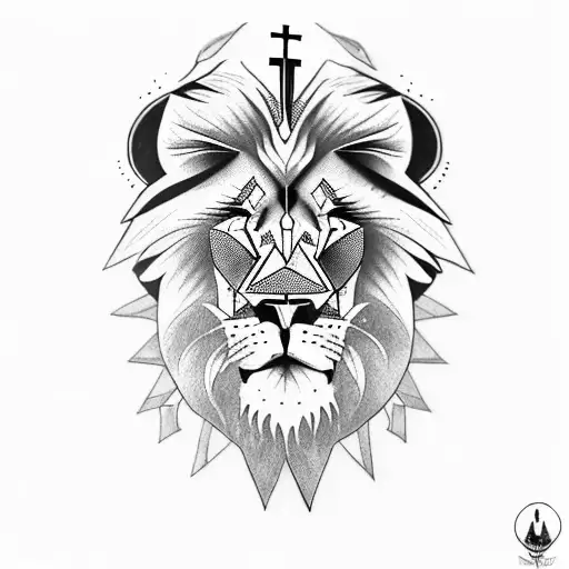 Lion Wolf Crucifix Arrow Mountains