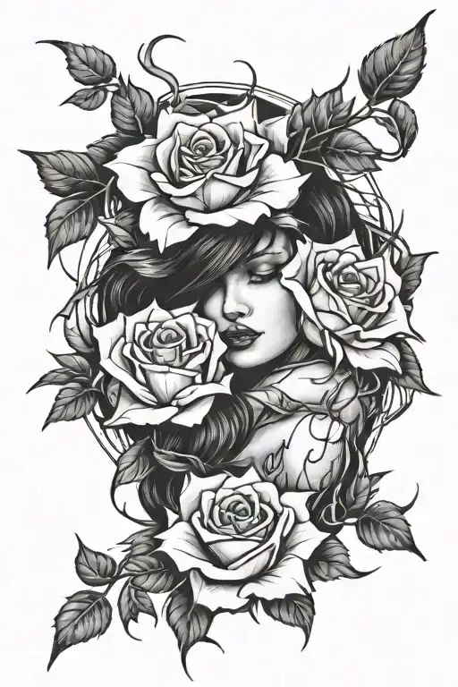 Woman's Body Wrapped In Rose Thorns Wrapping