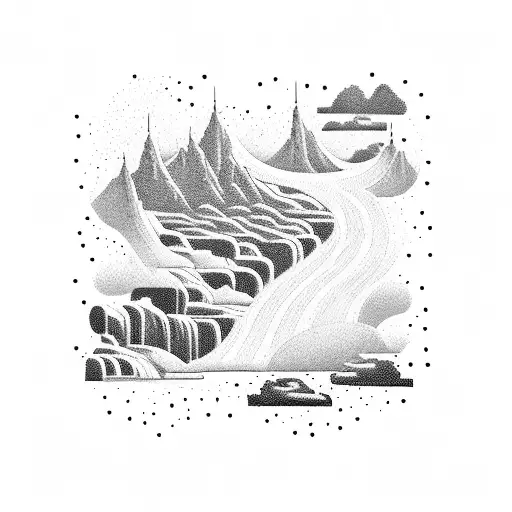 A Serene Landscape With A Waterfall Made Of Flowing Bitcoin Symbols