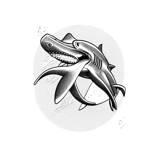 A Hammerhead Shark Swimming Through A Guitar Fretboard