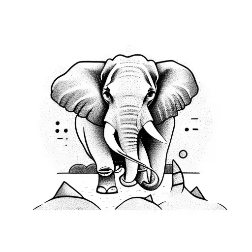 A Mystical Elephant Playing A Guitar On A Moonlit Beach