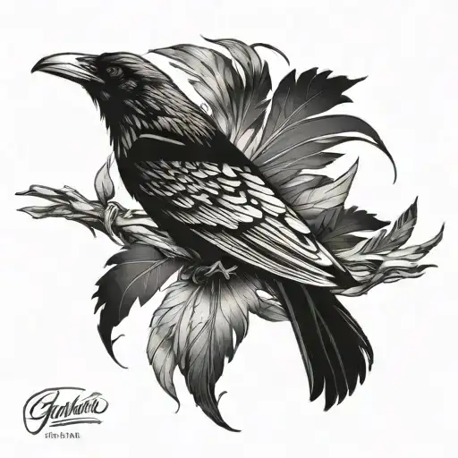 Falling Raven Feather
