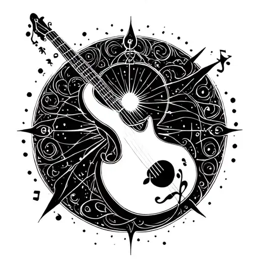 A Celestial-inspired Tattoo Symbolizing Spiritual Enlightenment And Self-improvement Through Music