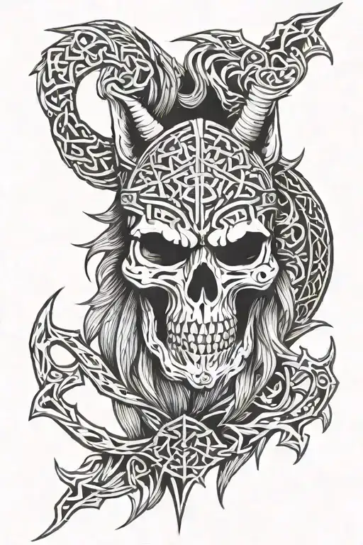 Skull Wolf Viking Runes