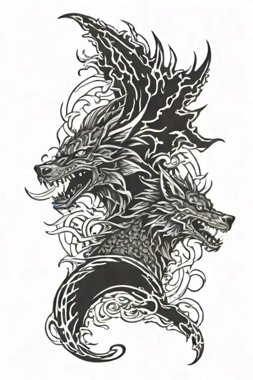 Dragon And Wolf Howling