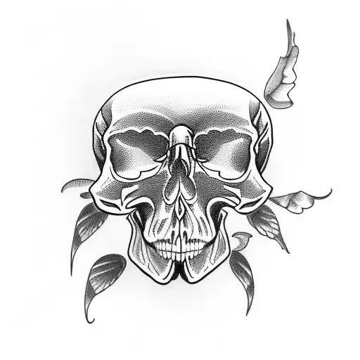 Simple Symbole Of Butterfly In Skull Thematics Tattoo