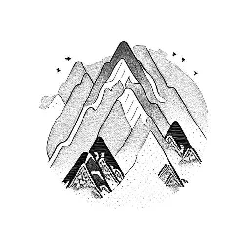 A Majestic Mountain Range With A Winding River Flowing Through