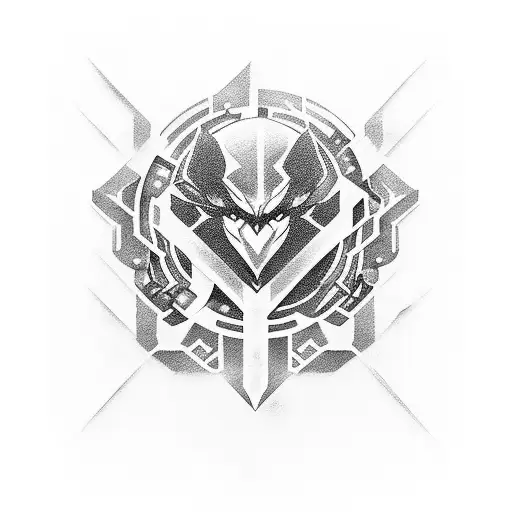 Abstract Design Incorporating Gaming Symbols And Anime Elements