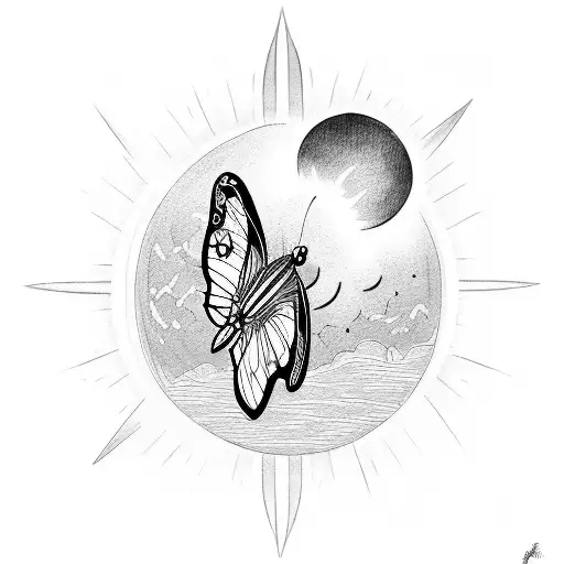 Butterfly With A Sun And Moon