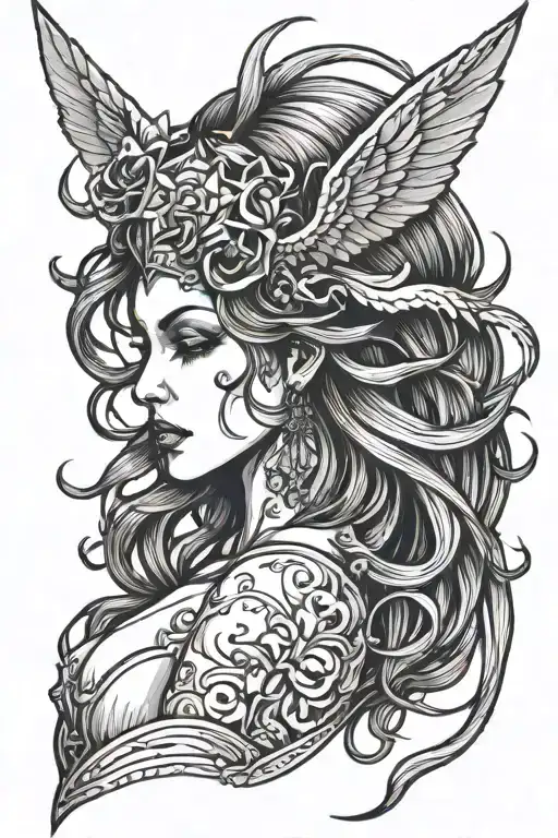 Seductive Succubus Talking Close To The Ear Of An Angel