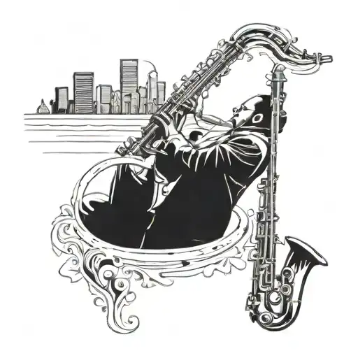 Incorporate A Jazz Saxophone Player Silhouette With A New Orleans Skyline In The Background
