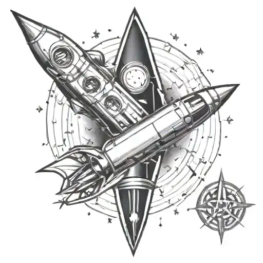 Rocket Ship And Virgo Sign And Capricorn Sign