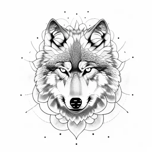 Wolf Inside A Sunflower That