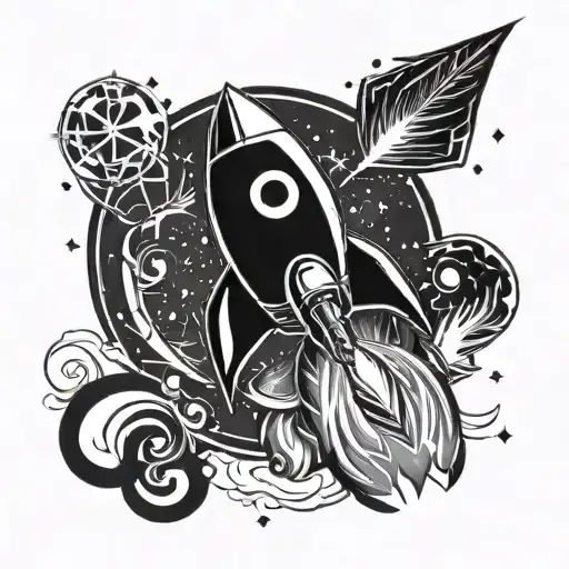 Rocket Ship And Virgo Sign And Capricorn Zodiac Sign