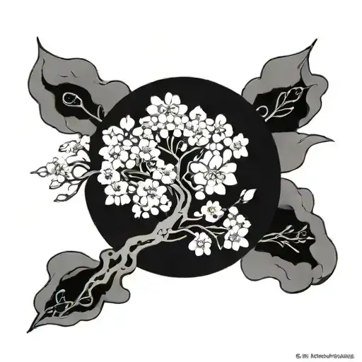 A Cherry Blossom Tree With Four Different Types Of Blossoms Representing Each Family Member