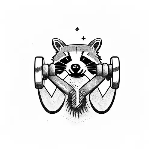 A Raccoon Lifting Weights With A Dinosaur As A Personal Trainer
