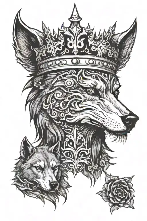 Death And Wolf Face With Pice Of Eyes With The Crown