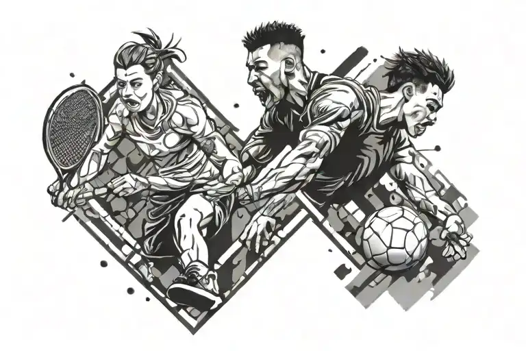 Combine Elements Of Different Sports Into A Unique And Dynamic Tattoo Design
