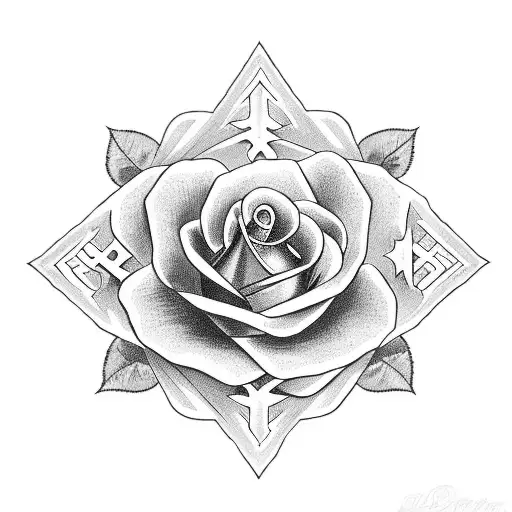 Gothic Cross Wrapped With A Rose And Brides