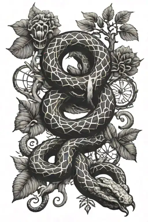 Snake Made Of Parts Of Nature Elements Like Trees