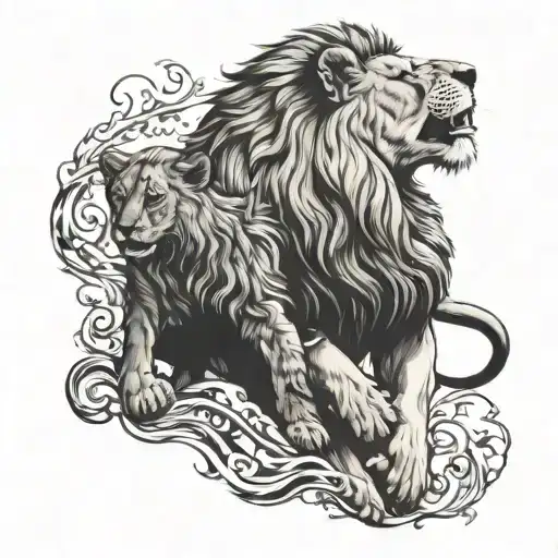 Lion And Cub Howling