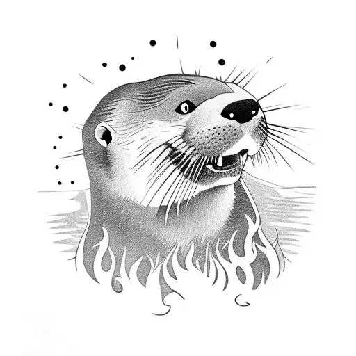 An Otter Performing A Metal Scream In The Forest In Front Of A Crowd Of Otters Headbanging