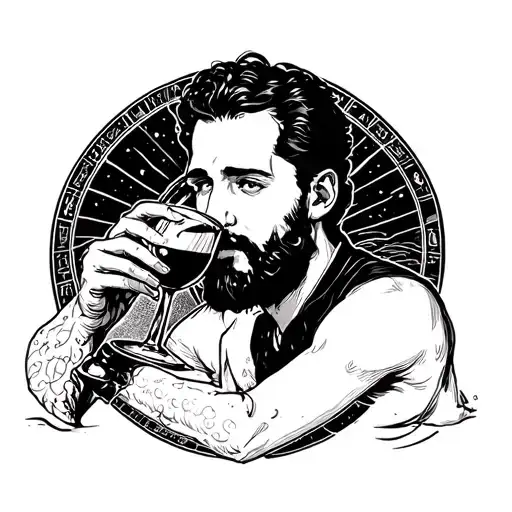 Man Who Drinks Wine With The Astrological Sign Aquarius