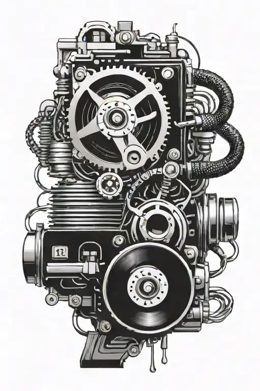 V8 Engine Intertwined With Music Tape Measure Forming