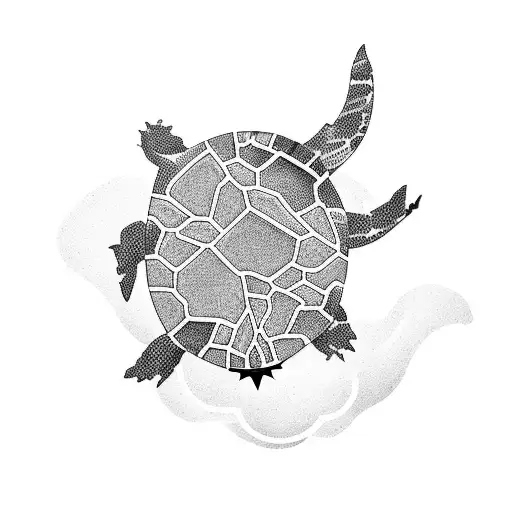 A Whaleschark And Turtle Symbolizing Ting And Yang