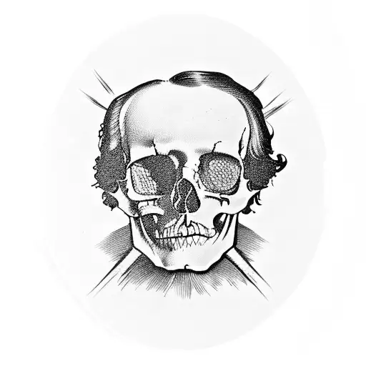 Edgar Allan Poe Portrait Half Skull