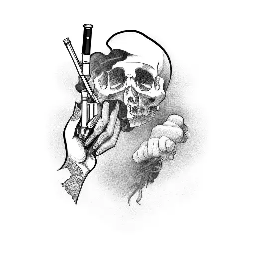 Smoking Gun And A Dead's Man Hand