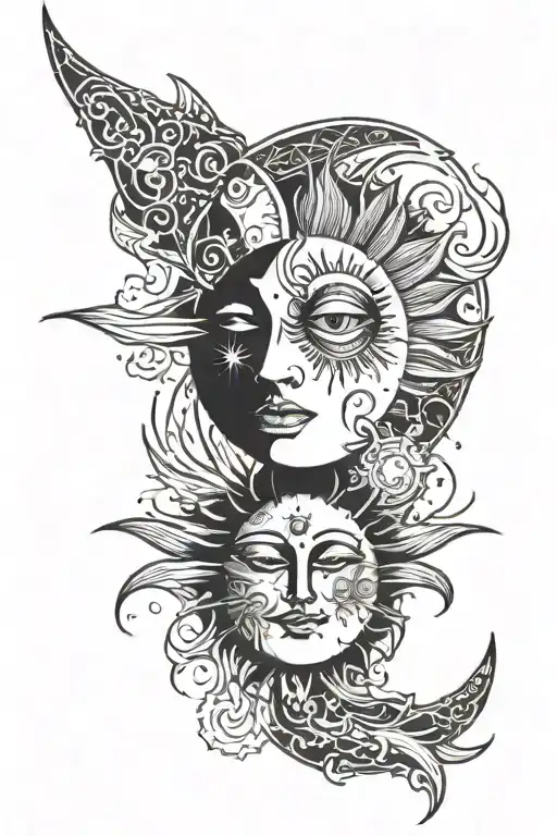 Sun And Moon Merging Together