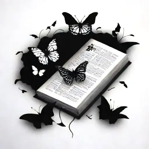 Book And Butterflies With Semi Colon